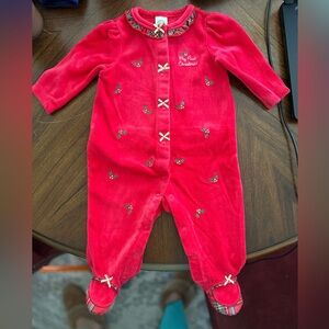 EUC Little Me first Christmas velour outfit